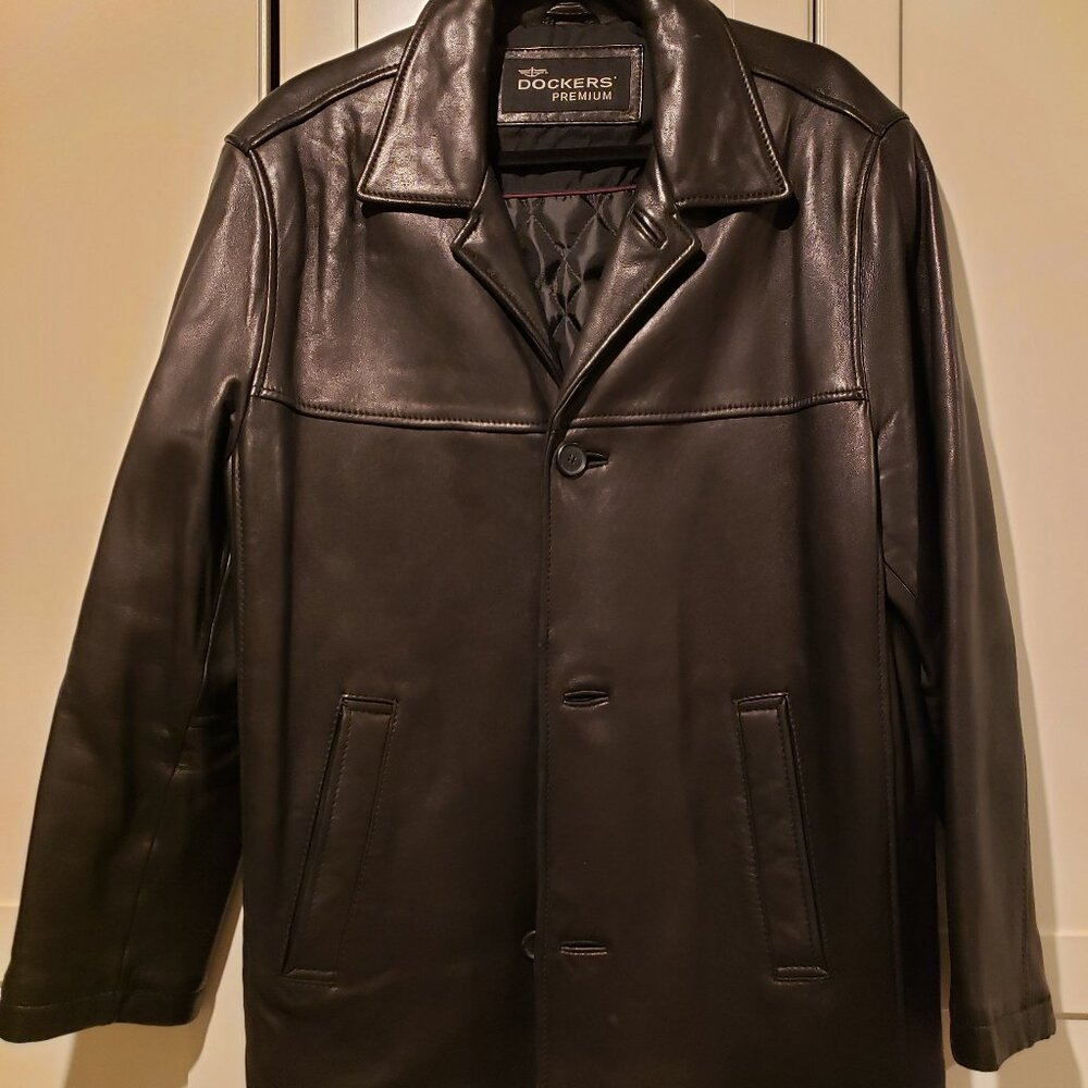 Men's leather three-quarter jacket